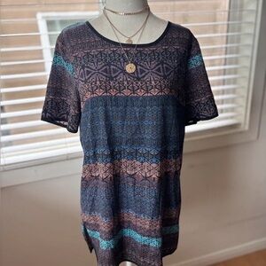 Patterned Blue and Pink Women's Top
